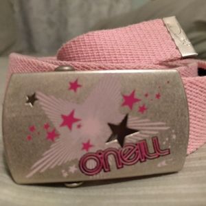 O'Neill Pink Black Reversible Cloth Belt w/ Buckle